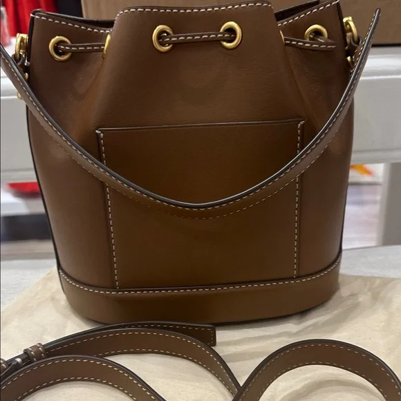 Tory Burch Tan Mini Bucket Bag with Gold Accents - Picture 3 of 4